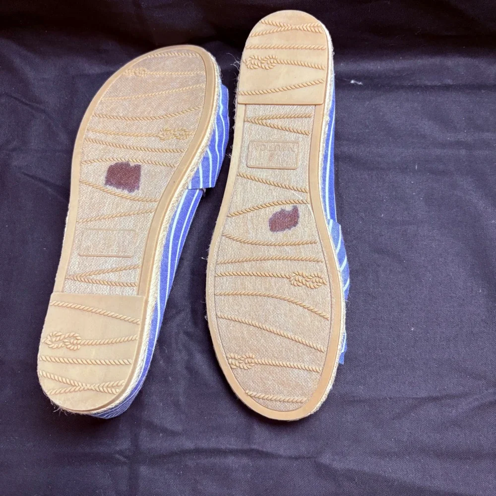 Nautica Idelle Womens Blue White Striped Knotted Bow Espadrille Flats Size 8.5